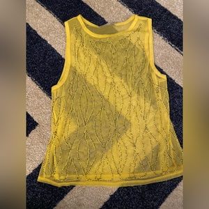 ZARA yellow mesh beaded overlay tank top size small